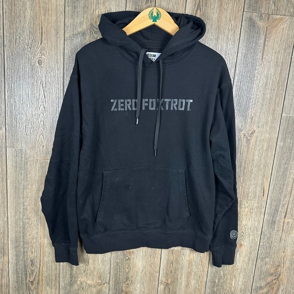 Zero Foxtrot Pullover Hoodie Skull Graphic Black Sweatshirt Size Medium Military - Picture 1 of 6